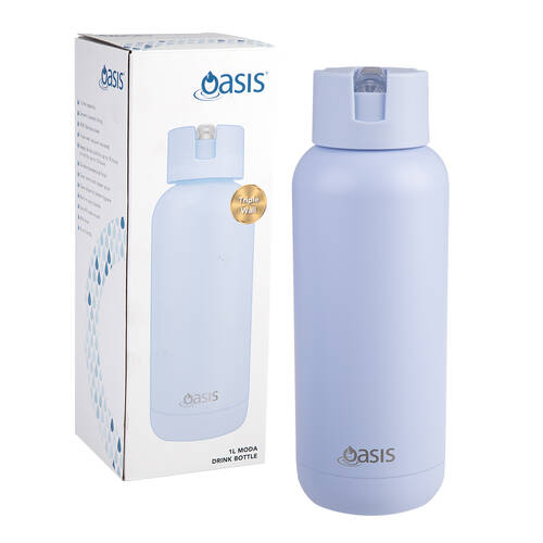 Oasis Ceramic Lined Stainless Steel Insulated Moda Drink Bottle 1L Periwinkle
