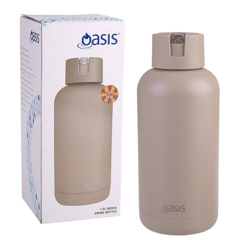 Oasis Ceramic Lined Stainless Steel Insulated Moda Drink Bottle 1.5L Latte