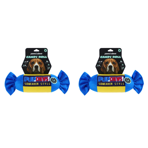 2x Paws & Claws Candy Roll Oxford Toy Pup Chews 28X11cm