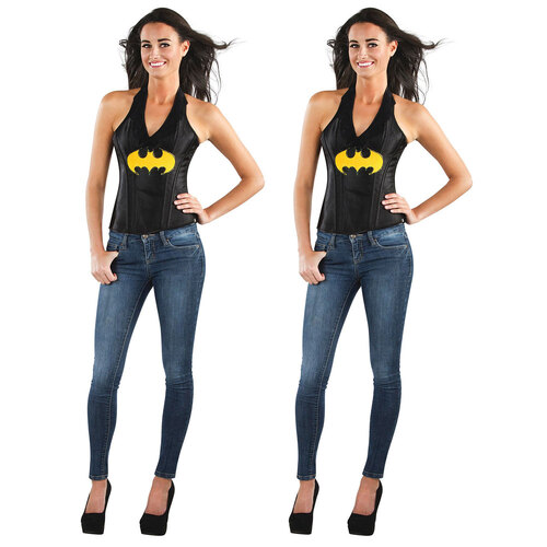 2PK Dc Comics Batgirl Leather-Look Corset Womens Dress Up Costume - Size L