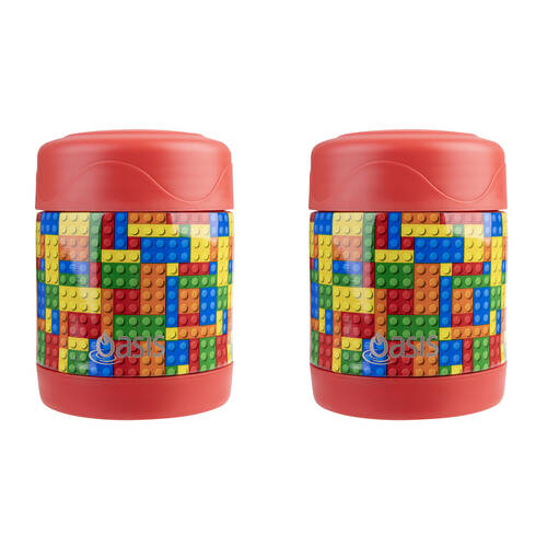 2PK Oasis Stainless Steel Insulated Kids Food Flask Double Wall 300ml Bricks