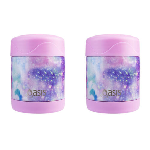2PK Oasis Stainless Steel Insulated Kids Food Flask Double Wall 300ml Galaxy