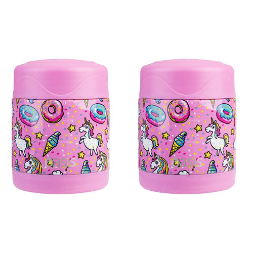 2PK Oasis Stainless Steel Insulated Kids Food Flask Double Wall 300ml Unicorn
