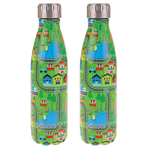 2PK Oasis 500ml Stainless Steel Double Wall Insulated Drink Bottle - City