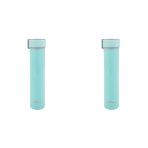 2PK Oasis Skinny Mini Pastel Double Wall Insulated Drink Bottle 250ml Assorted
