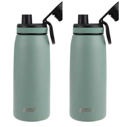 2PK Oasis Stainless Steel Insulated Sports Bottle w/ Screw Cap 780ml Sage Green