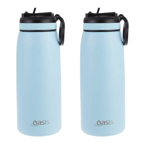 2PK Oasis Stainless Steel Double Wall Sports Bottle w/ Sipper 780ml Island Blue