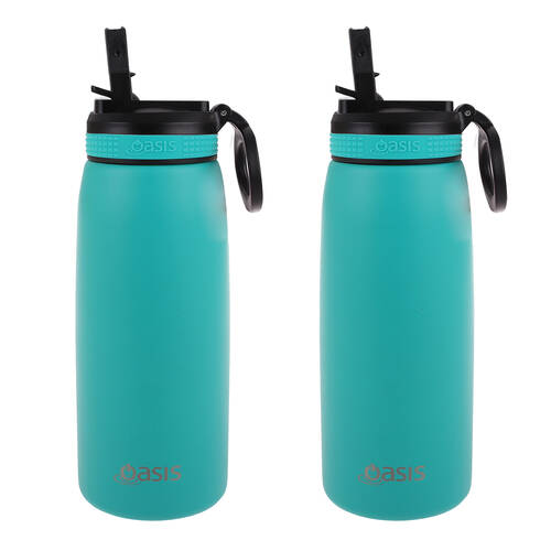 2PK Oasis Stainless Steel Double Wall Sports Bottle w/ Sipper 780ml Turquoise
