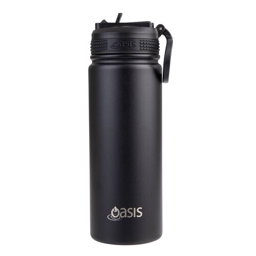 Oasis Stainless Steel Insulated Challenger Sports Drink Bottle 550ml Black