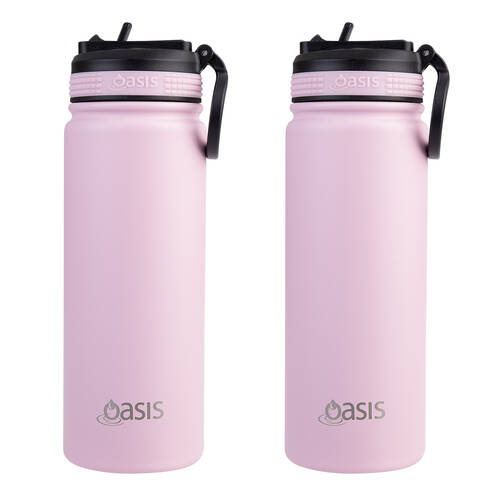 2PK Oasis Stainless Steel Insulated Challenger Sports Drink Bottle 550ml Carnation