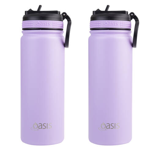 2PK Oasis Stainless Steel Insulated Challenger Sports Drink Bottle 550ml Lavender