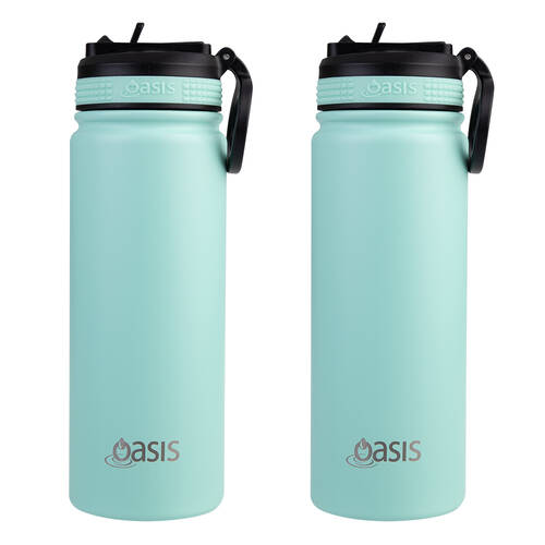 2PK Oasis Stainless Steel Insulated Challenger Sports Drink Bottle 550ml Mint