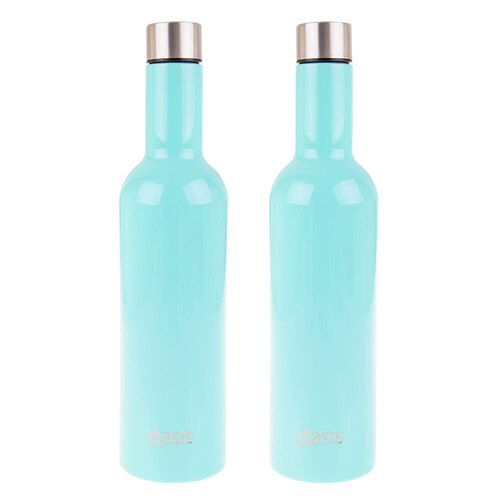 2PK Oasis Double Wall Insulated 750ml SS Wine Traveller Spearmint