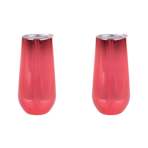 2PK Oasis Stainless Steel Insulated Champagne Flute Double Walled 180ml Ruby