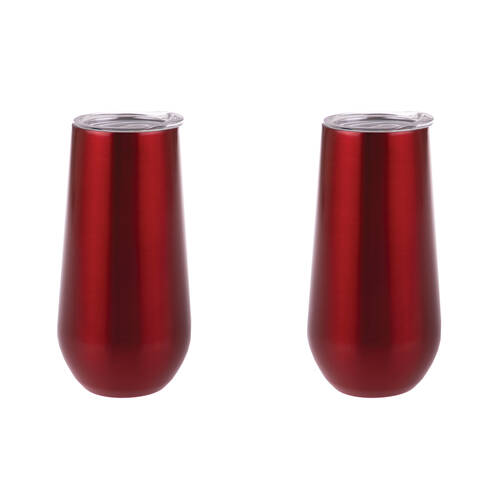 2PK Oasis Stainless Steel Insulated Champagne Flute Double Walled 180ml Ruby