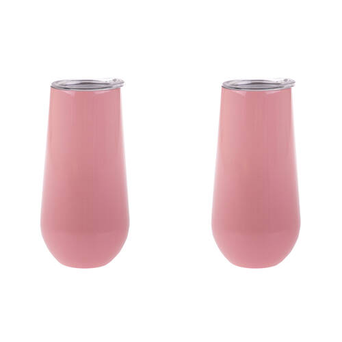 2PK Oasis Stainless Steel Insulated Champagne Flute Double Walled 180ml Soft Pink