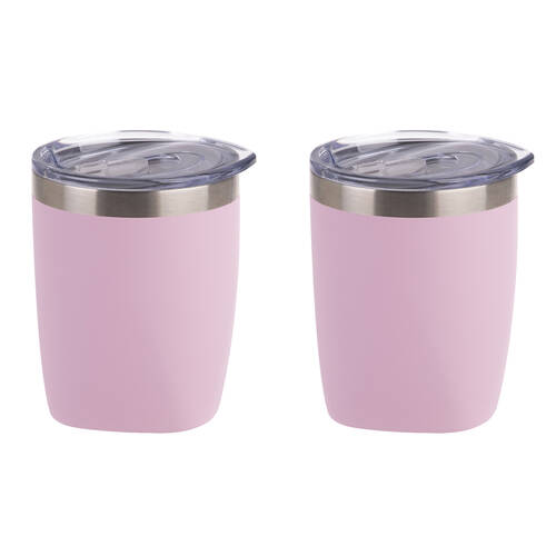 2PK Oasis Stainless Steel Double Wall Insulated Old Fashion Tumbler 300ml Carnation