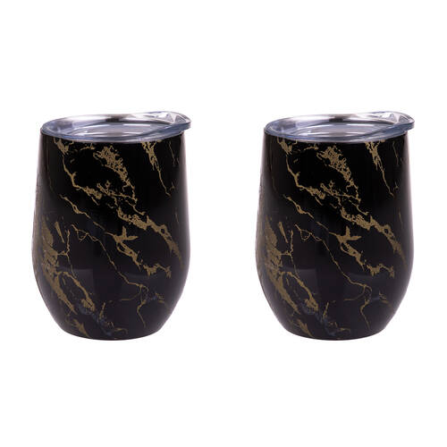 2PK Oasis Stainless Steel Insulated Wine Tumbler Double Walled 330ml Gold Onyx