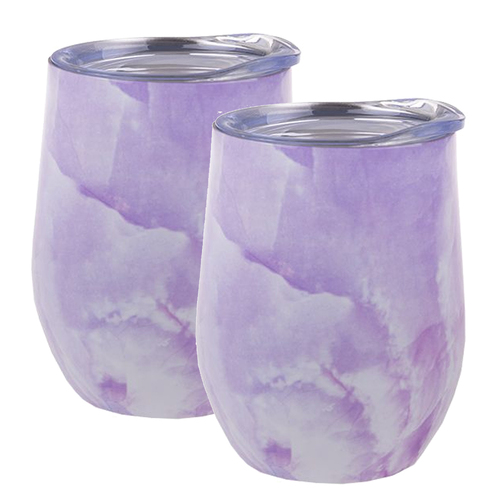 2PK Oasis 330ml Double Wall Insulated Wine Tumbler - Lilac Marble