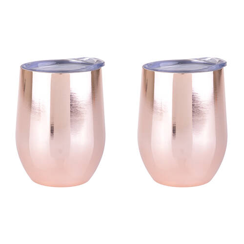 2PK Oasis Stainless Steel Insulated Wine Tumbler Double Walled 330ml Gold