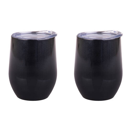 2PK Oasis Stainless Steel Insulated Wine Tumbler Double Walled 330ml Midnight