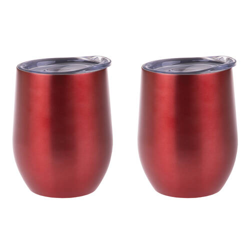 2PK Oasis Stainless Steel Insulated Wine Tumbler Double Walled 330ml Ruby