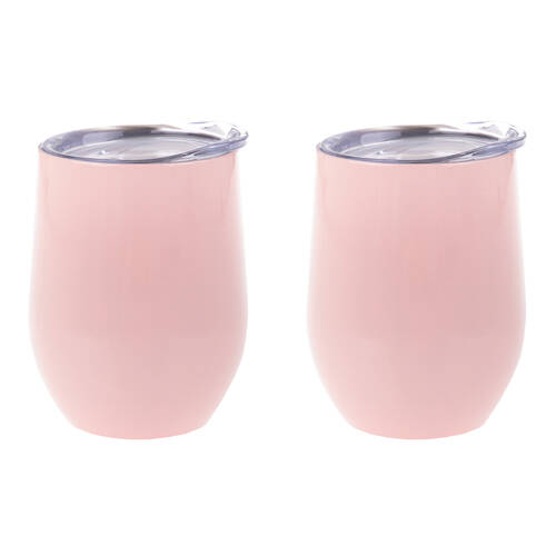 2PK Oasis Stainless Steel Insulated Wine Tumbler Double Walled 330ml Soft Pink