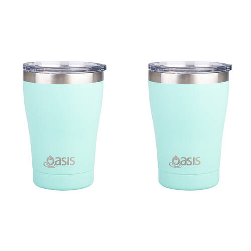 2PK Oasis Stainless Steel Insulated Travel Cup Double Walled 350ml Mint