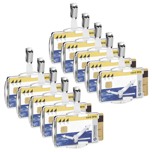 10PK Durable Card Holder RFID Secure Duo - Silver