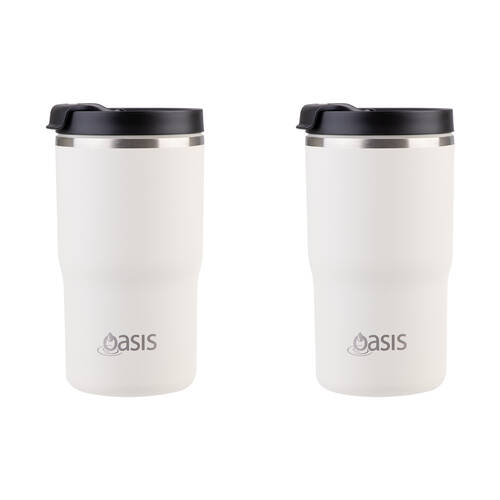 2PK Oasis Ceramic Lined Stainless Steel Insulated Travel Mug 480ml Alabaster