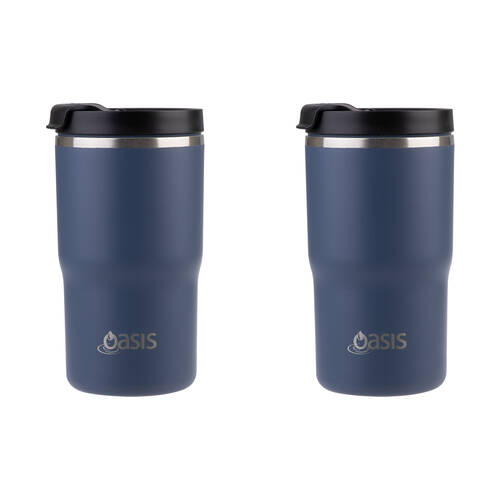 2PK Oasis Ceramic Lined Stainless Steel Insulated Travel Mug 480ml Indigo