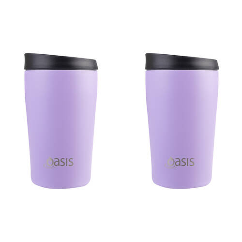2PK Oasis Stainless Steel Insulated Travel Cup Double Walled 380ml Lavender