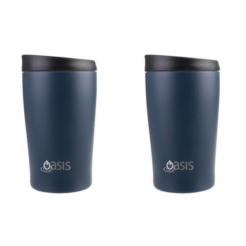 2PK Oasis Stainless Steel Insulated Travel Cup Double Walled 380ml Navy