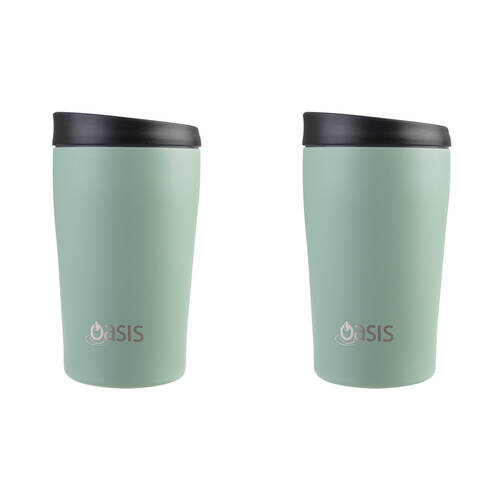 2PK Oasis Stainless Steel Insulated Travel Cup Double Walled 380ml Sage Green