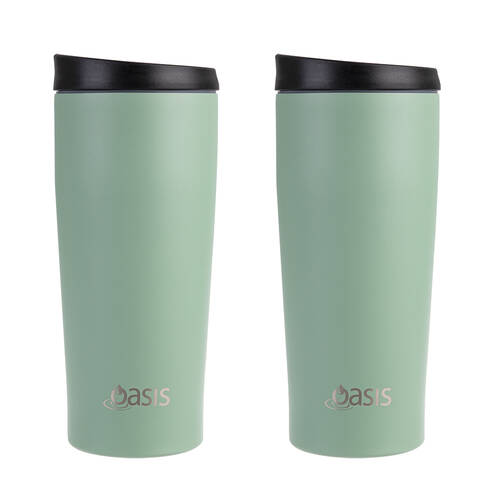 2PK Oasis Stainless Steel Insulated Travel Mug Double Walled 600ml Sage Green