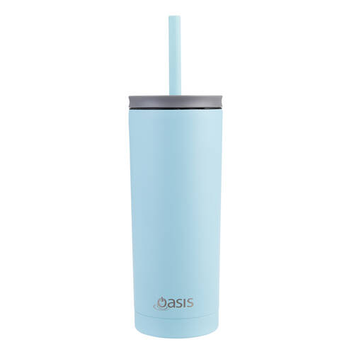 Oasis Super Sipper Stainless Steel Insulated Tumbler w/ Straw 600ml Island Blue