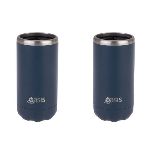 2PK Oasis Stainless Steel Insulated Cooler Can Double Walled 330ml Navy