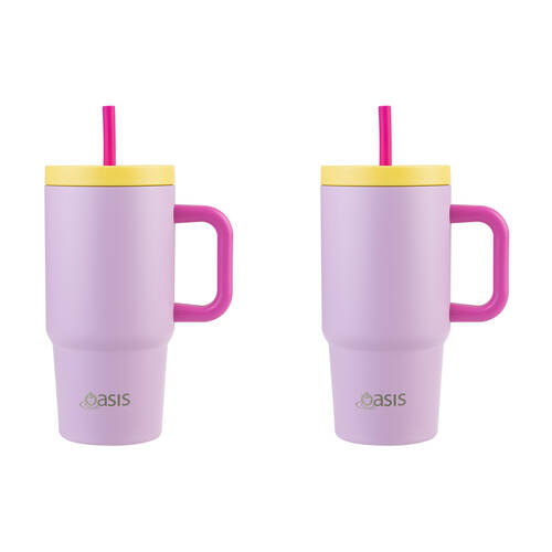 2PK Oasis Stainless Steel Insulated Jnr Commuter Travel Tumbler 700ml Bubblegum Pink