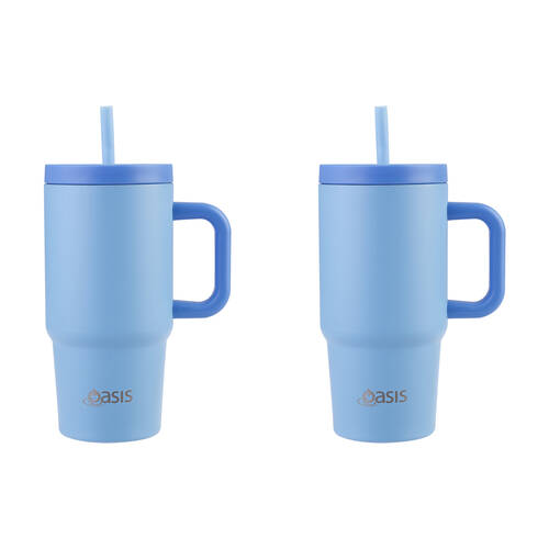 2PK Oasis Stainless Steel Insulated Jnr Commuter Travel Tumbler 700ml Blue