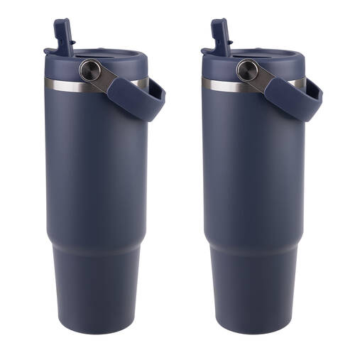 2PK Oasis Stainless Steel Double Wall Insulated Voyager Carry Tumbler 900ml Indigo