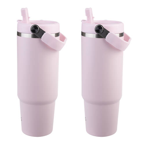 2PK Oasis Stainless Steel Double Wall Voyager Carry Tumbler 900ml Pink Lemonade