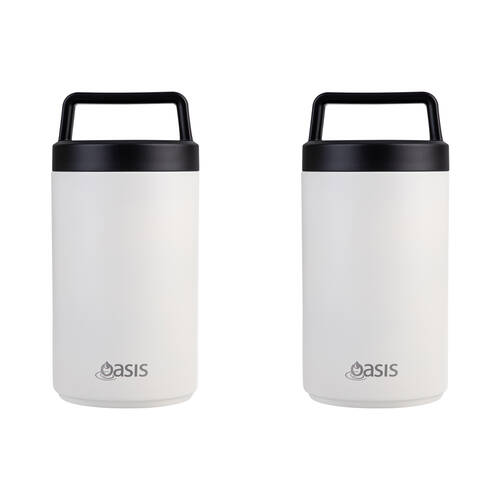 2PK Oasis Stainless Steel Double Wall Insulated Food Flask w/ Handle 700ml Alabaster