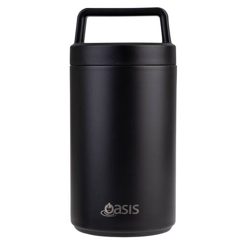 Oasis Stainless Steel Double Wall Insulated Food Flask w/ Handle 700ml Black