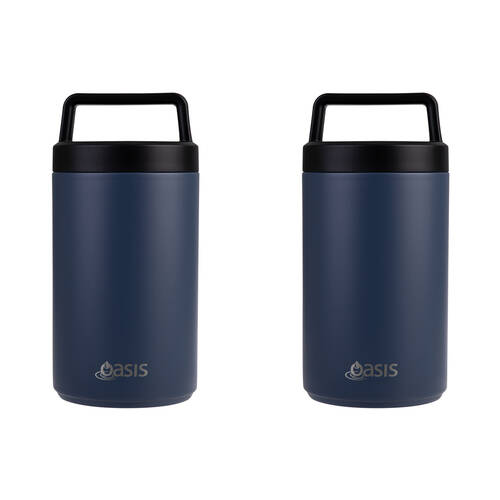 2PK Oasis Stainless Steel Double Wall Insulated Food Flask w/ Handle 700ml Indigo