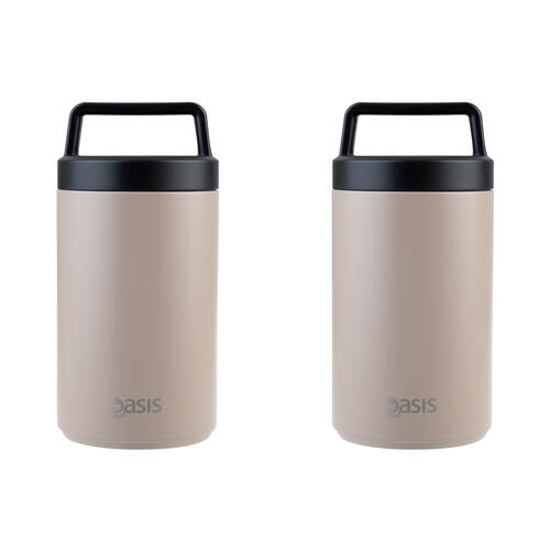 2PK Oasis Stainless Steel Double Wall Insulated Food Flask w/ Handle 700ml Latte
