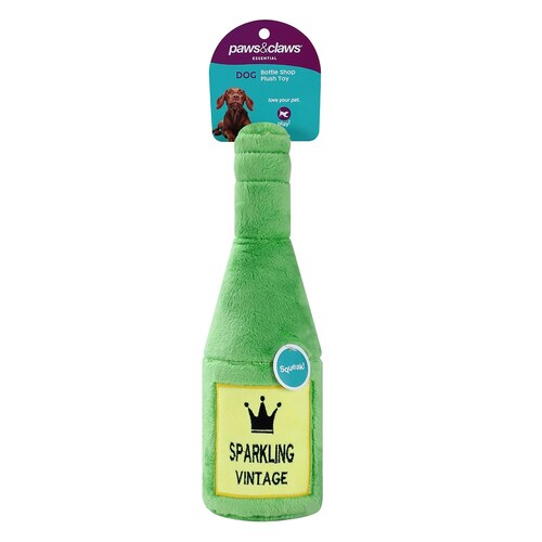 2PK Paws & Claws Bottle Shop Sparkling Plush Dog/Pet Toy 31x10cm
