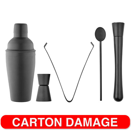 5pc Tempa Aurora Matte Black Cocktail Set