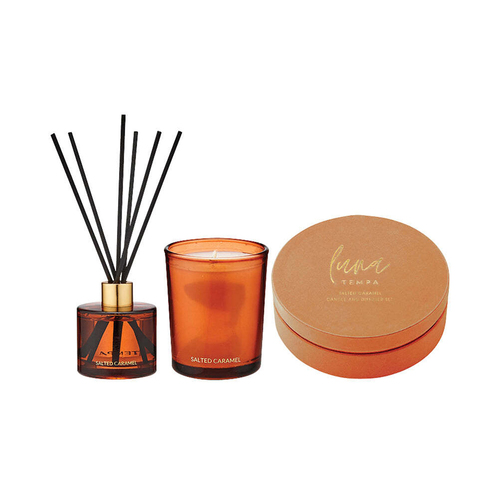 Tempa Luna Salted Caramel Candle Diffuser Gift Set