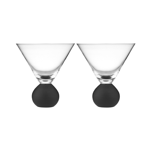 2pc Tempa Astrid Matte Black Martini Glasses 300ml