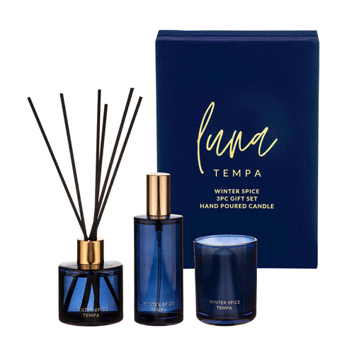 3pc Tempa Luna Winter Spice Candle Diffuser Gift Set
